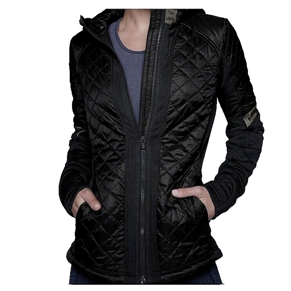 Athleta Rock Springs CYA Zip Up Hooded Puffer Black Jacket Women’s XS